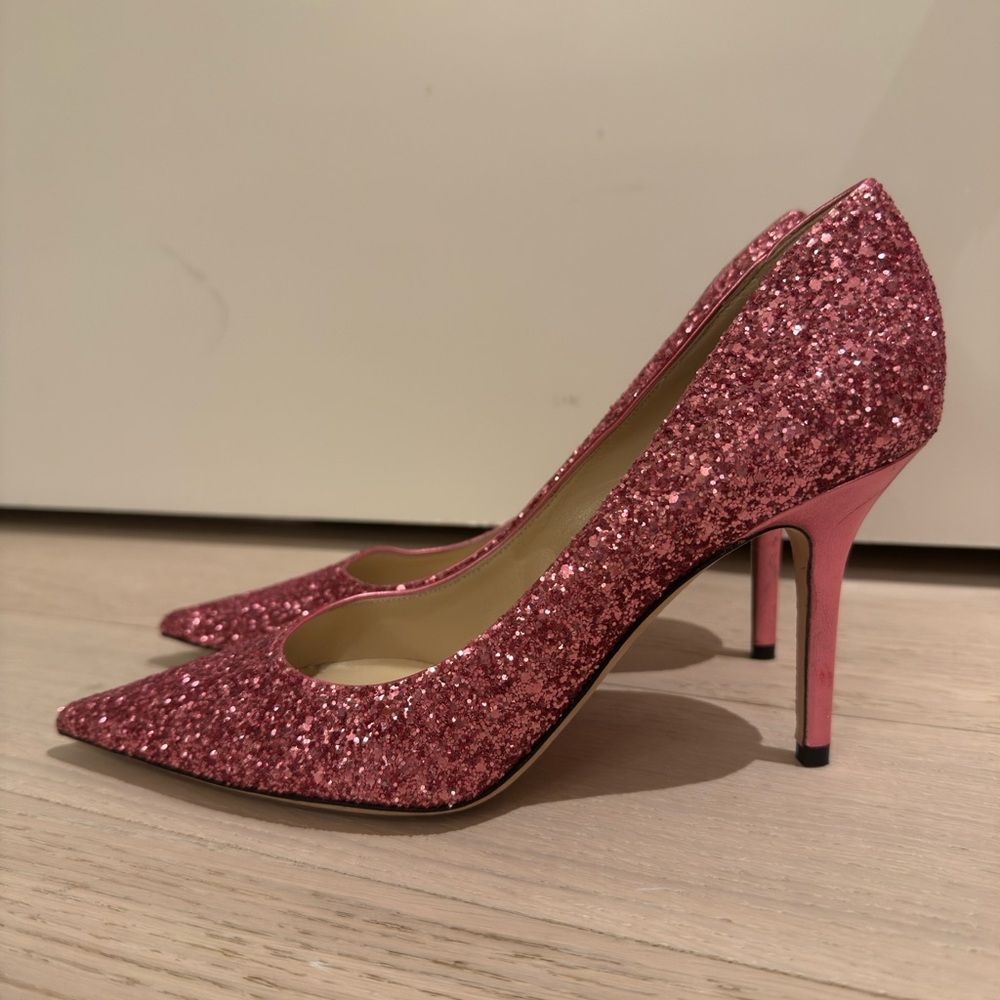 Jimmy Choo Pink Glitter Heels size 39